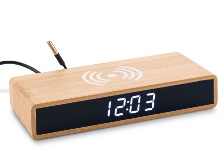 CARGADOR INALAMBRICO CON RELOJ BAMBOO